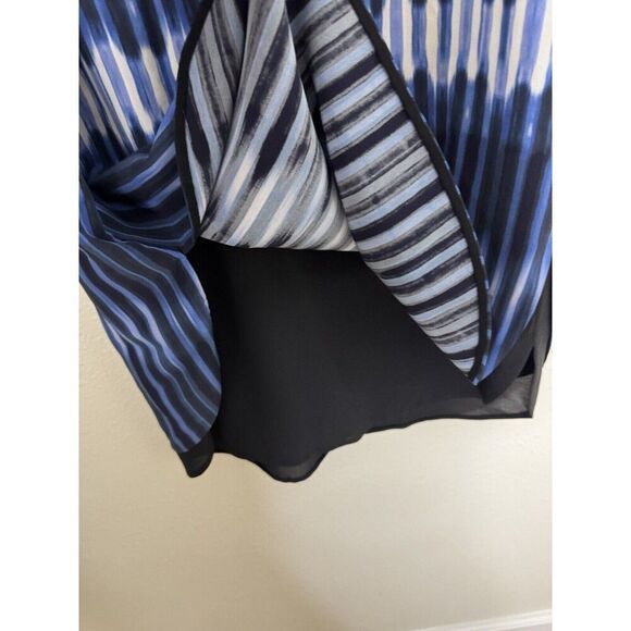 Vince Women's Blue Black Stripe Sleeveless Lined Silk Shift Dress Size XS - Picture 3 of 5